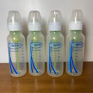 Dr Brown's 8 oz Plastic Bottles Level 4 Fast Flow Nipples & Size 1 Set Of 4
